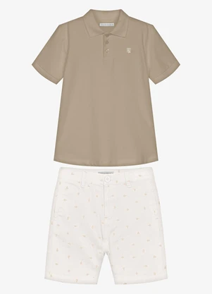 Trick Nick - Conjunto Infantil Polo com Bermuda Marrom - TRICK NICK