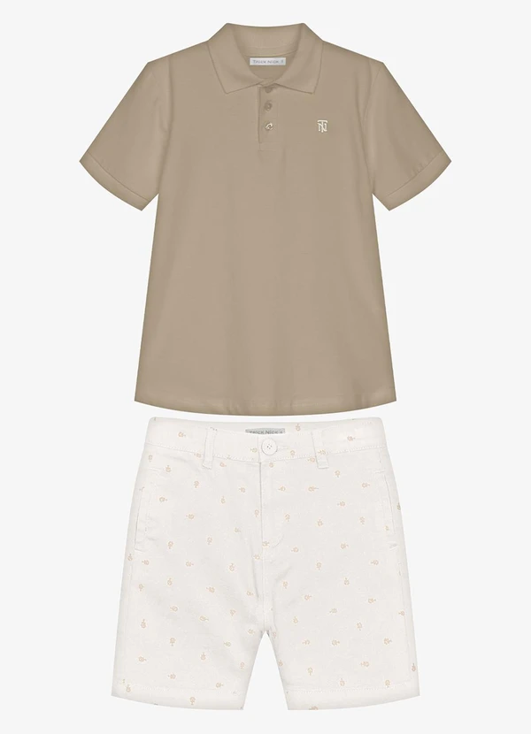 Trick Nick - Conjunto Infantil Polo com Bermuda Marrom