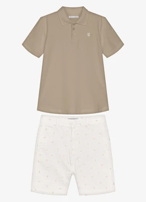 Trick Nick - Conjunto Infantil Polo com Bermuda Marrom - TRICK NICK