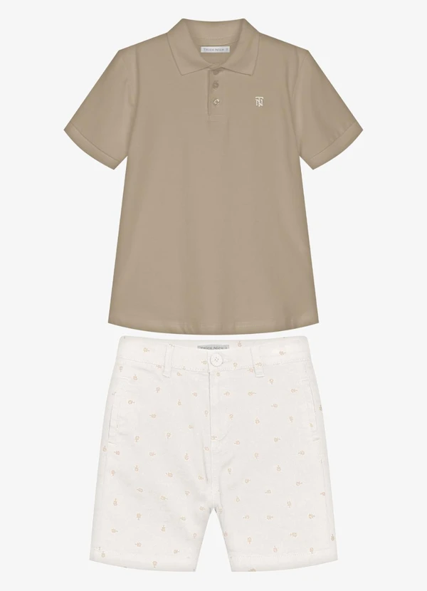 Trick Nick - Conjunto Infantil Polo com Bermuda Marrom