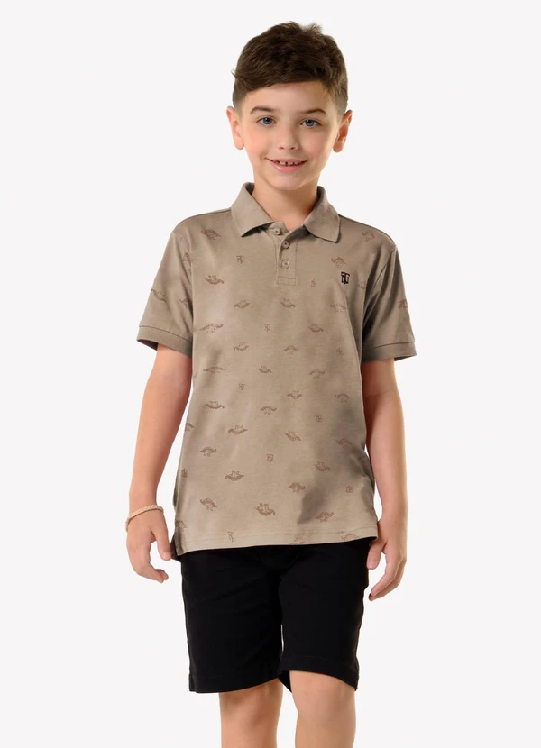 Trick Nick - Conjunto Infantil Polo com Bermuda Marrom