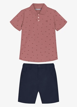 Trick Nick - Conjunto Infantil Polo com Bermuda Rosa - TRICK NICK