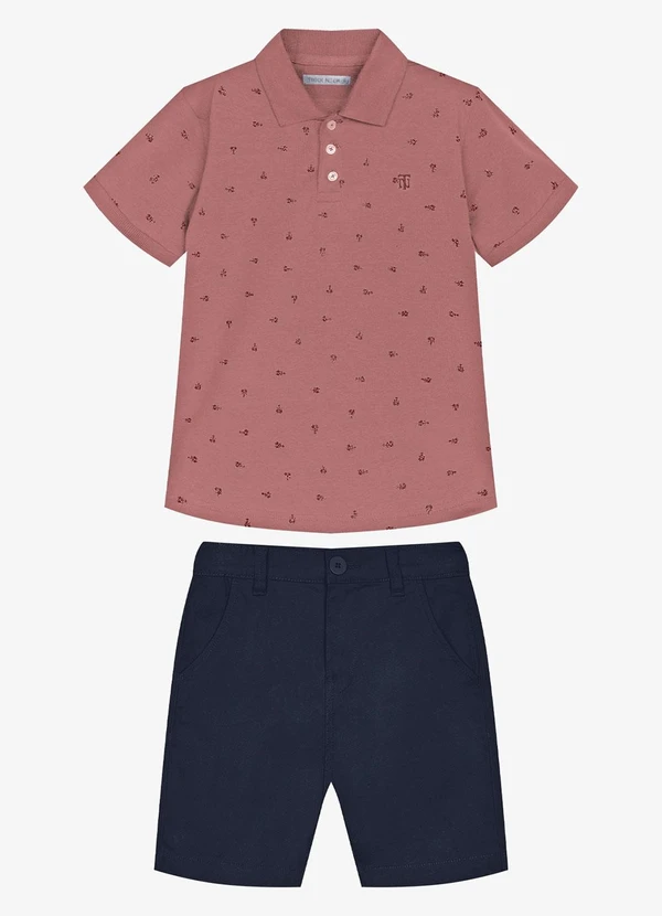 Trick Nick - Conjunto Infantil Polo com Bermuda Rosa