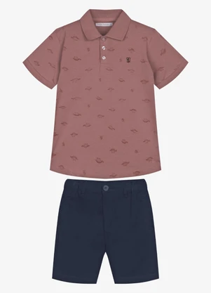 Trick Nick - Conjunto Infantil Polo com Bermuda Rosa - TRICK NICK