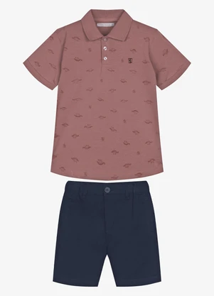 Trick Nick - Conjunto Infantil Polo com Bermuda Rosa - TRICK NICK