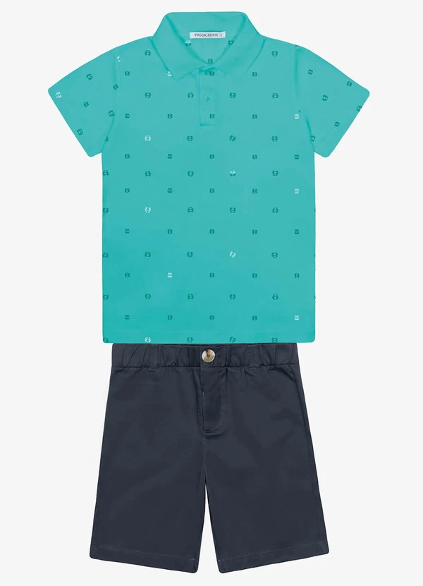 Trick Nick - Conjunto Infantil Polo com Bermuda Verde