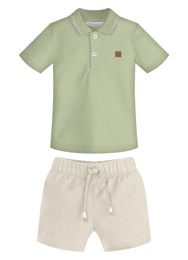 Trick Nick - Conjunto Infantil Polo com Bermuda Verde
