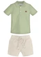 Trick Nick - Conjunto Infantil Polo com Bermuda Bege - variação: Verde