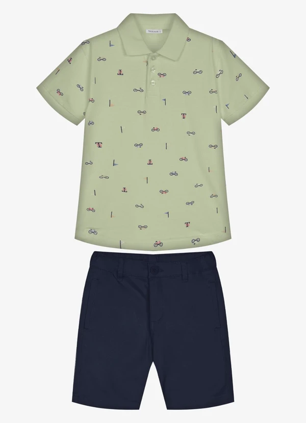 Trick Nick - Conjunto Infantil Polo com Bermuda Verde