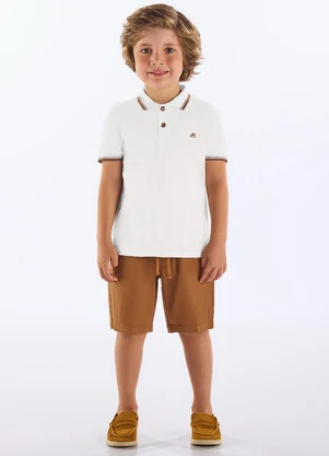 Up Baby - Conjunto Infantil Polo e Bermuda Branco - UP BABY