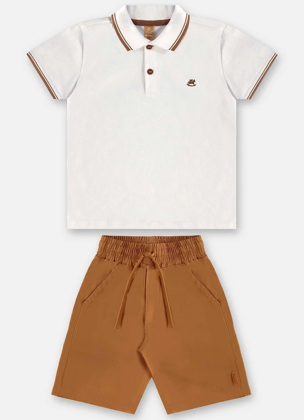 Up Baby - Conjunto Infantil Polo e Bermuda Branco 2