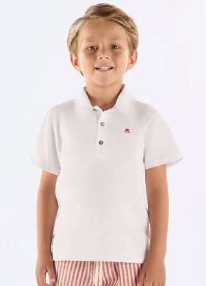 Up Baby - Conjunto Infantil Polo e Bermuda Branco - UP BABY