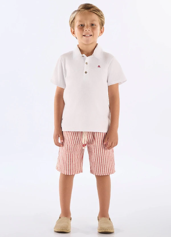 Up Baby - Conjunto Infantil Polo e Bermuda Branco 1