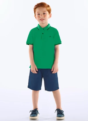 Up Baby - Conjunto Infantil Polo e Bermuda Verde - UP BABY