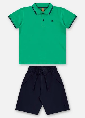 Up Baby - Conjunto Infantil Polo e Bermuda Verde - UP BABY