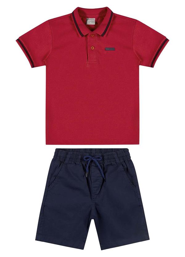 Quimby - Conjunto Infantil Polo e Bermuda Vermelho 3