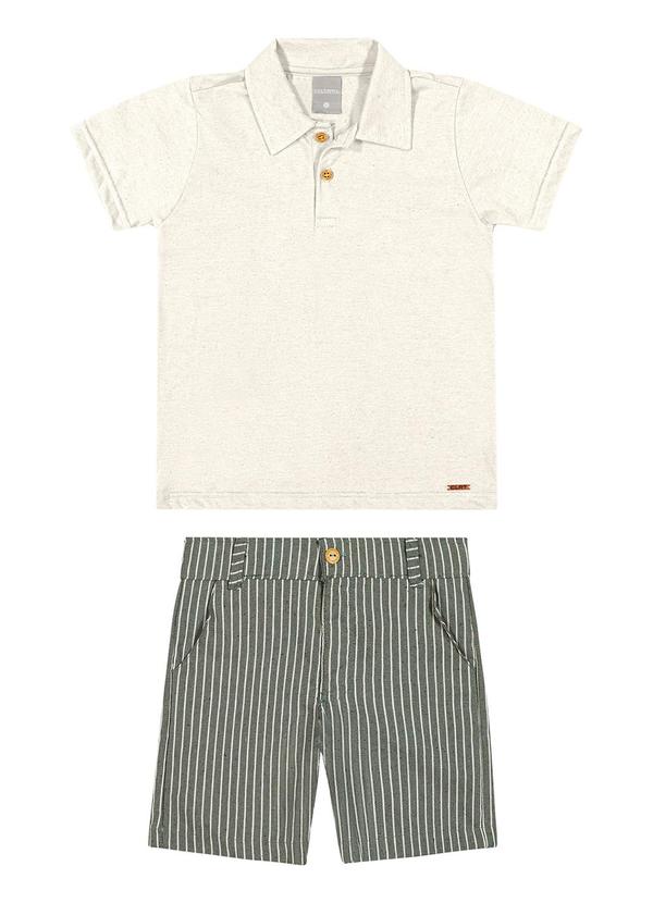 Colorittá - Conjunto Infantil  Polo Listrado Colorittá Bege