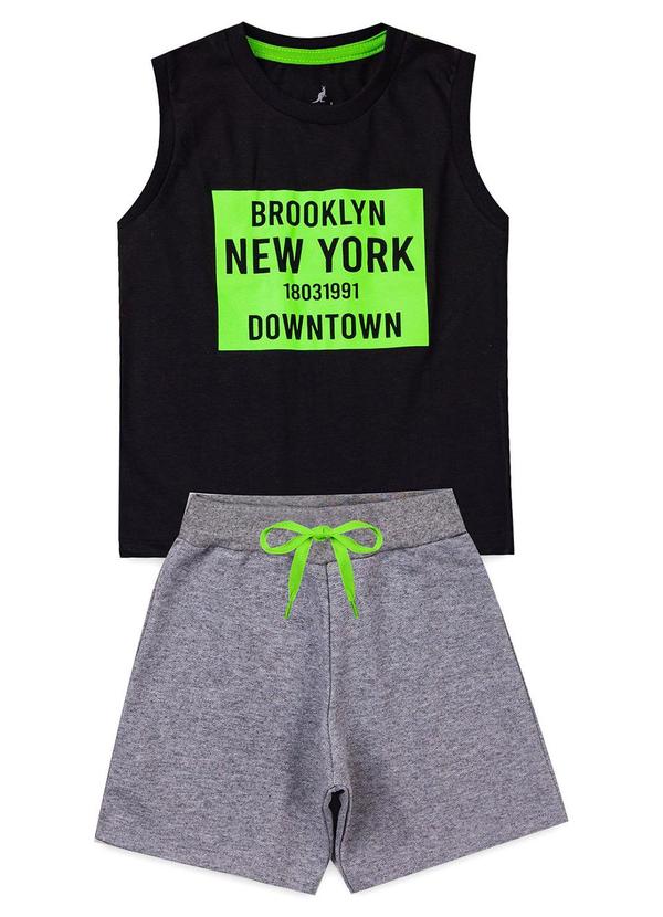 Rosa Azul - Conjunto Infantil Regata Brooklyn Kangulu Preto