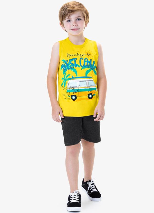 Rovi Kids - Conjunto Infantil Regata com Bermuda Amarelo