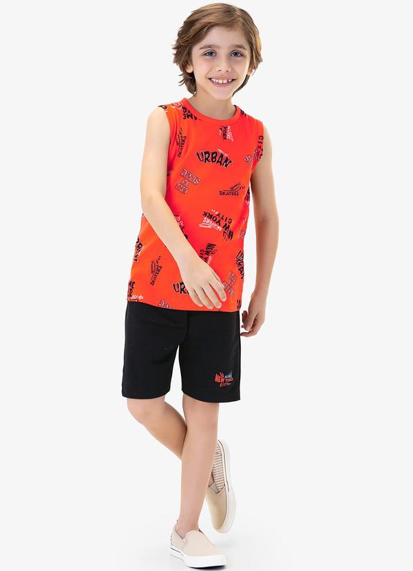Rovi Kids - Conjunto Infantil Regata com Bermuda Laranja