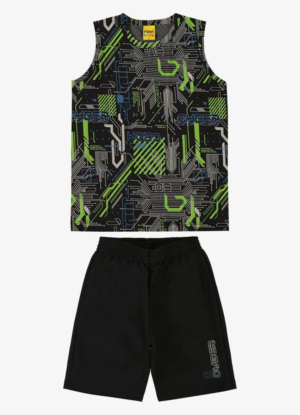 Rovi Kids - Conjunto Infantil Regata com Bermuda Preto