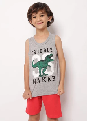 Torra - Conjunto Infantil Regata Curto Dinossauro Cinza - TORRA