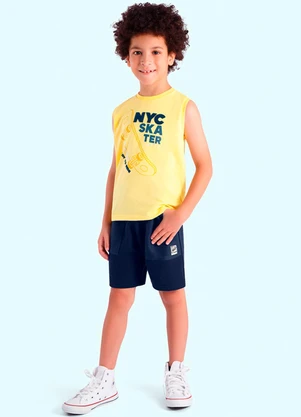 Ddk - Conjunto Infantil Regata e Bermuda Amarelo - DDK
