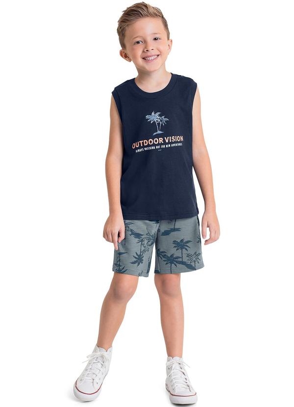 Quimby - Conjunto Infantil Regata e Bermuda Azul