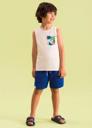 Bugbee - Conjunto Infantil Regata e Bermuda Bege - BUGBEE