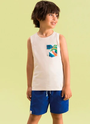 Bugbee - Conjunto Infantil Regata e Bermuda Bege - BUGBEE