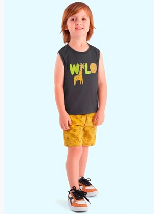 Ddk - Conjunto Infantil Regata e Bermuda Cinza - DDK