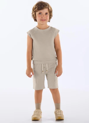 Up Baby - Conjunto Infantil Regata e Bermuda Cinza - UP BABY