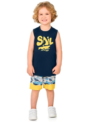 Marlan - Conjunto Infantil Regata e Bermuda em Microfibra M - MARLAN