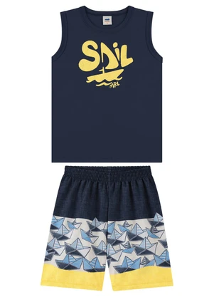 Marlan - Conjunto Infantil Regata e Bermuda em Microfibra M - MARLAN