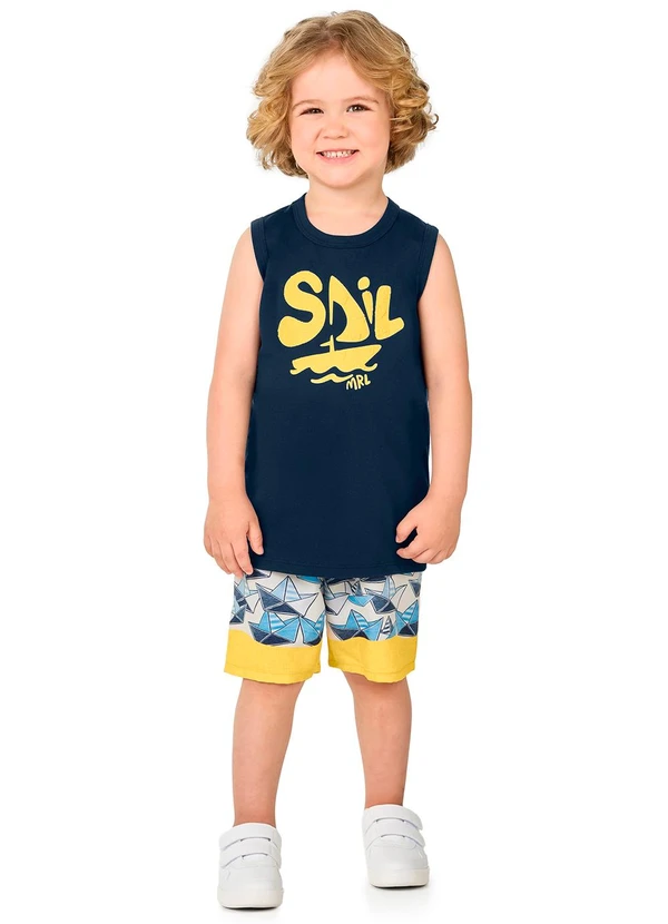 Marlan - Conjunto Infantil Regata e Bermuda em Microfibra M