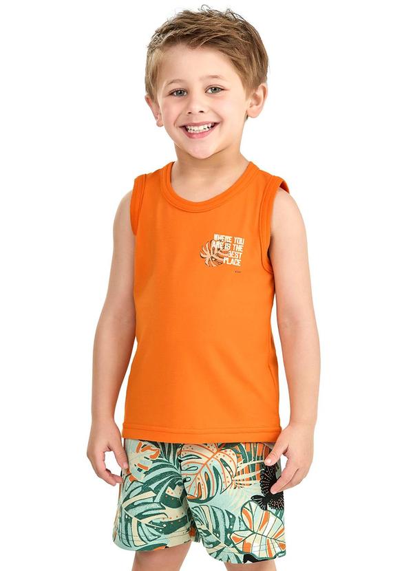 Elian - Conjunto Infantil Regata e Bermuda Laranja 1