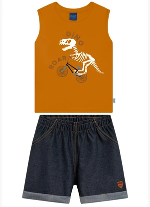 Ddk - Conjunto Infantil Regata e Bermuda Marrom - DDK