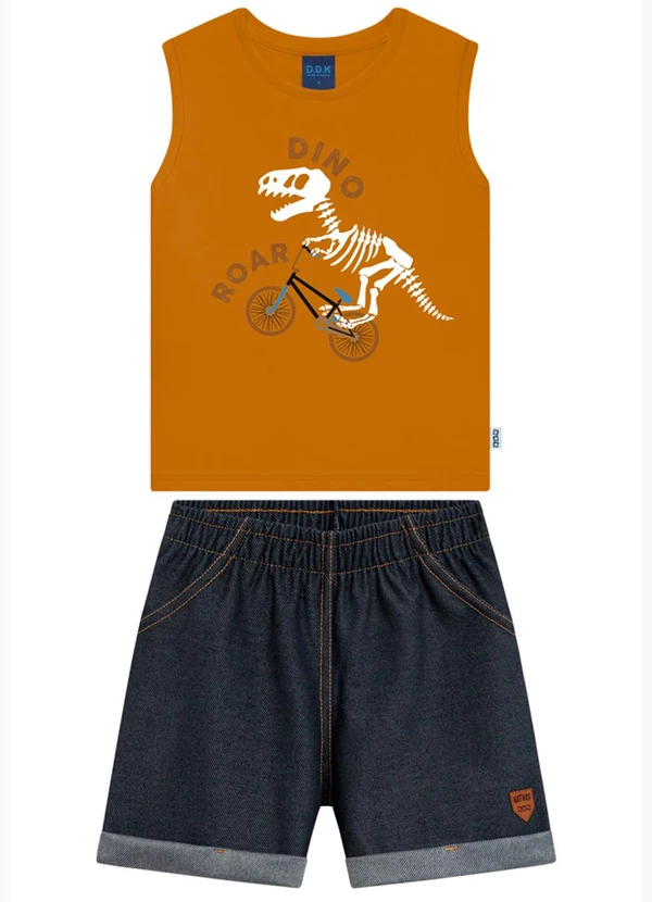 Ddk - Conjunto Infantil Regata e Bermuda Marrom