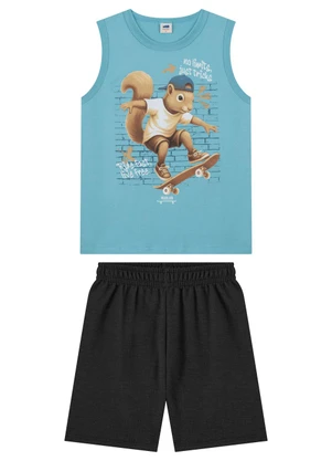 Marlan - Conjunto Infantil Regata e Bermuda Menino Azul - MARLAN