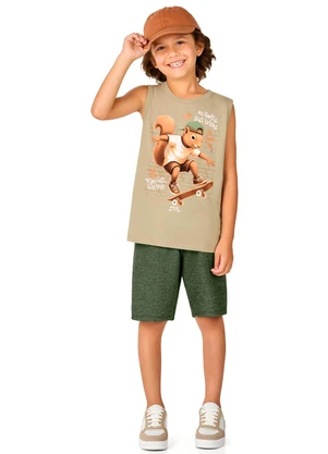 Marlan - Conjunto Infantil Regata e Bermuda Menino Bege - MARLAN