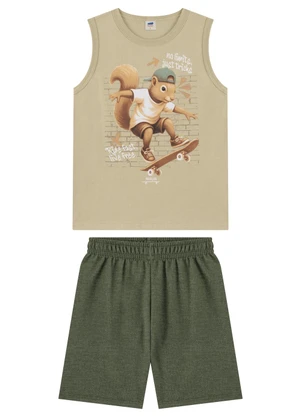 Marlan - Conjunto Infantil Regata e Bermuda Menino Bege - MARLAN