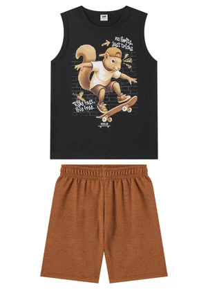 Marlan - Conjunto Infantil Regata e Bermuda Menino Preto - MARLAN