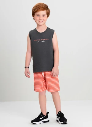 Conjunto Infantil Regata e Bermuda Quimby Cinza - QUIMBY