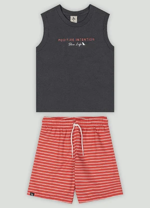 Conjunto Infantil Regata e Bermuda Quimby Cinza - QUIMBY
