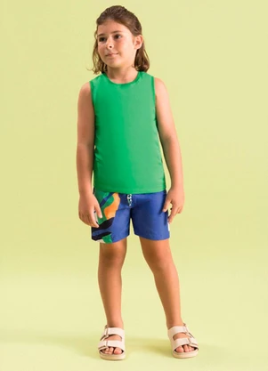 Bugbee - Conjunto Infantil Regata e Bermuda Tactel Verde - BUGBEE