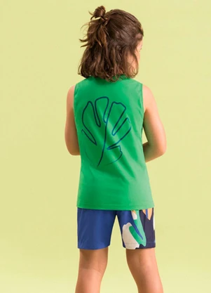 Bugbee - Conjunto Infantil Regata e Bermuda Tactel Verde - BUGBEE
