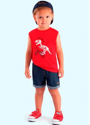 Ddk - Conjunto Infantil Regata e Bermuda Vermelha - DDK