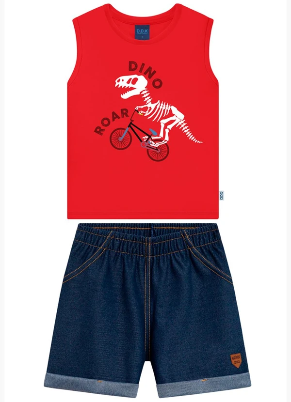 Ddk - Conjunto Infantil Regata e Bermuda Vermelha 2