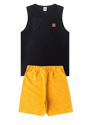 Vida Costeira - Conjunto Infantil Regata Fresquinha  Preto - VIDA COSTEIRA