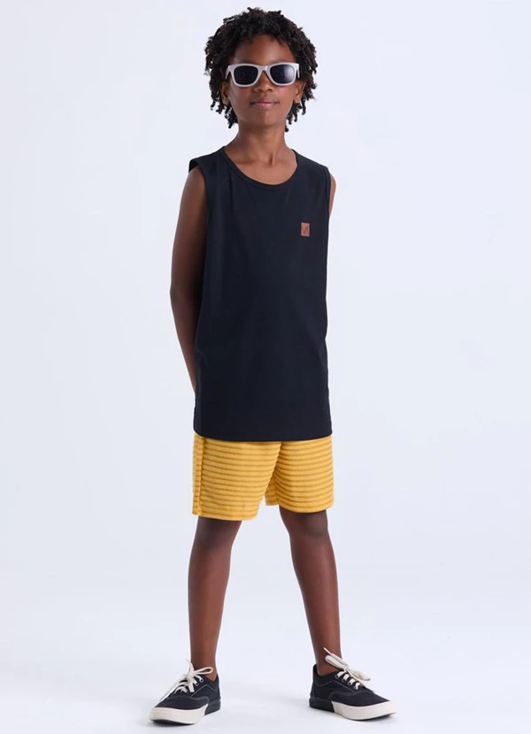 Vida Costeira - Conjunto Infantil Regata Fresquinha Preto